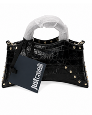 Just Cavalli Studded Croc-Effect Handbag