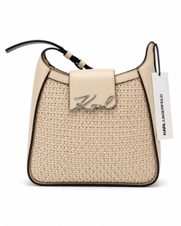 Karl Lagerfeld Beige Woven Shoulder Bag