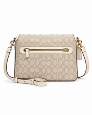 Coach Beige Monogram C-Clasp Shoulder Bag