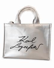 Karl Lagerfeld Metallic Silver Tote Bag