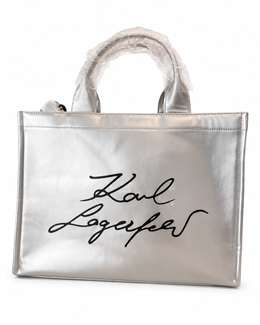 Karl Lagerfeld Metallic Silver Tote Bag