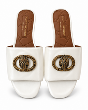 Kurt Geiger Ivory Embellished Slide Sandals