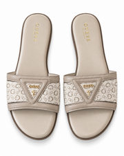 Guess Beige Monogram Slide Sandals