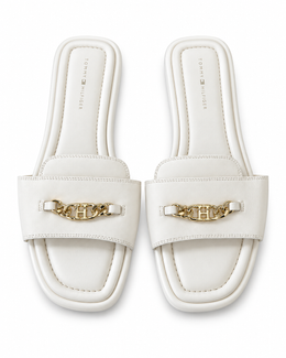 Tommy Hilfiger Cream Chain Detail Slide Sandals