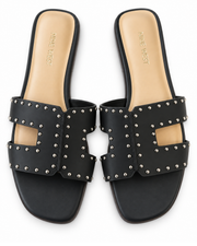 Nine West Black Studded Slide Sandals