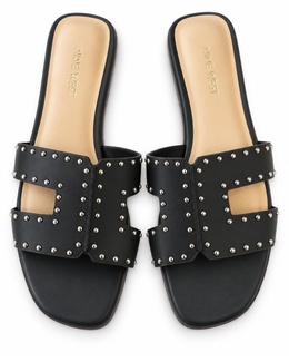 Nine West Black Studded Slide Sandals