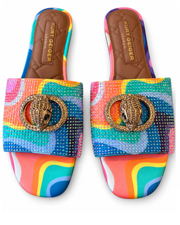 Kurt Geiger Multicolour Rhinestone Embellished Slides