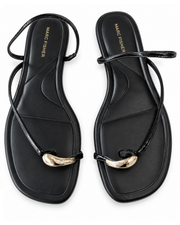 Marc Fisher Black Strappy Flat Sandals