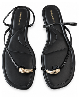 Marc Fisher Black Strappy Flat Sandals