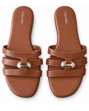 Calvin Klein Brown Multi-Strap Slide Sandals