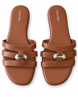 Calvin Klein Brown Multi-Strap Slide Sandals