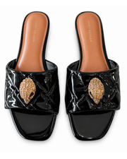 Kurt Geiger Black Quilted Embellished Slide Sandals
