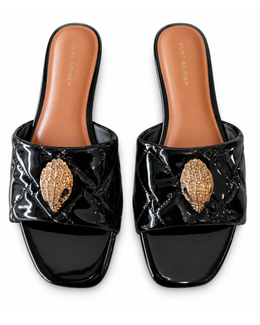 Kurt Geiger Black Quilted Embellished Slide Sandals